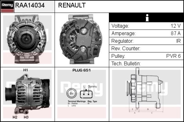 DELCO REMY Ģenerators RAA14034